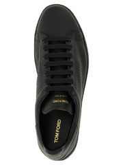 Tom Ford Black Leather Low Top Sneakers