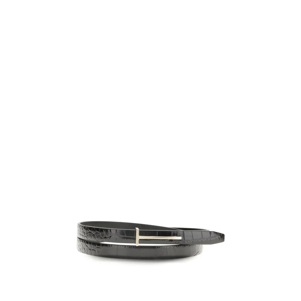 Tom Ford Black Leather Thin Belt - 85 cm / 34 Inches