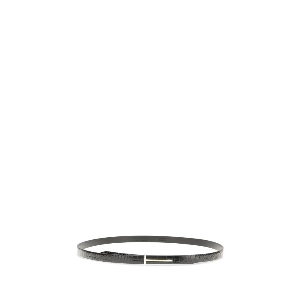 Tom Ford Black Leather Thin Belt - 85 cm / 34 Inches