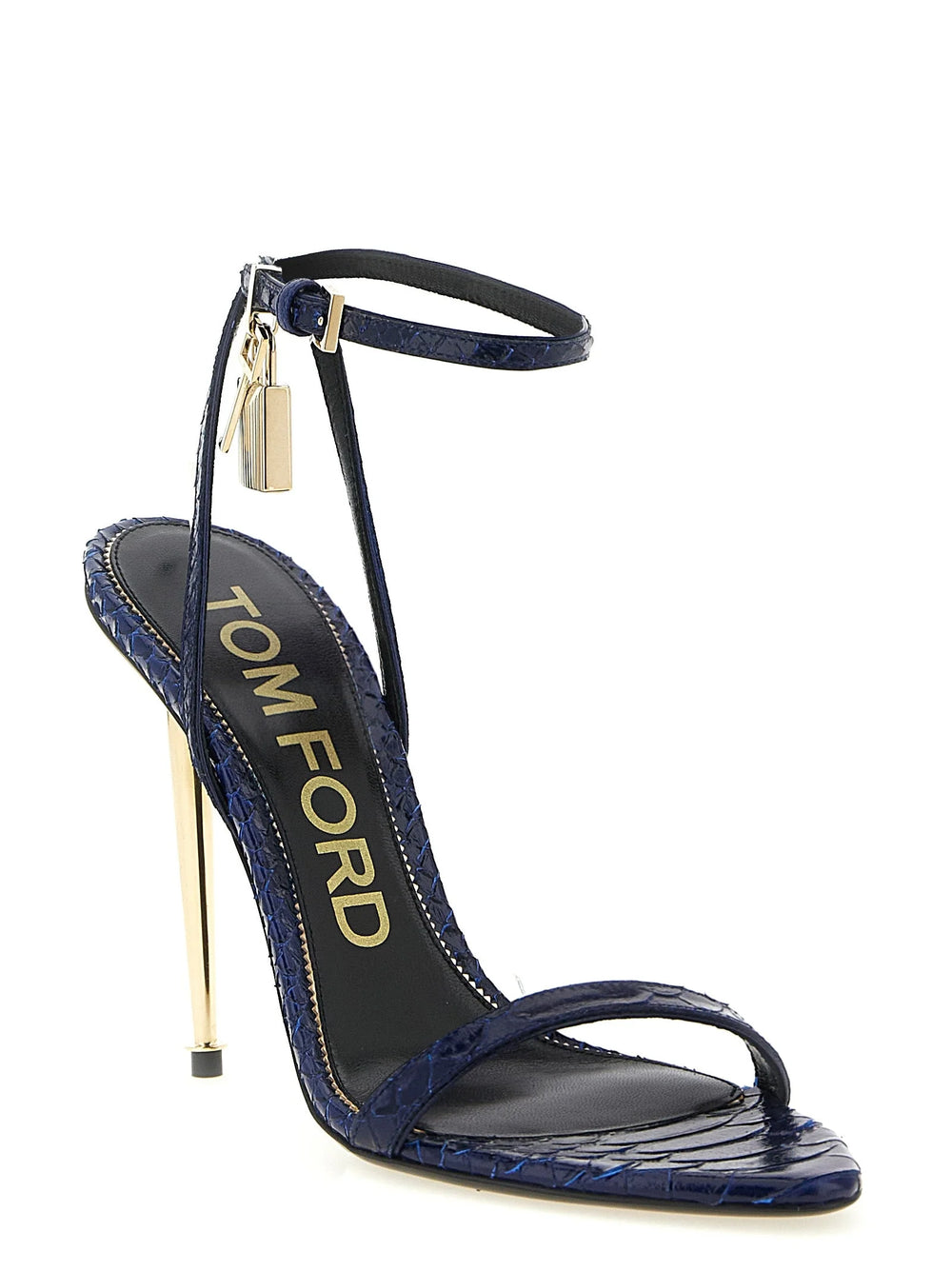 Tom Ford Blue Calfskin Stiletto Heel Sandals