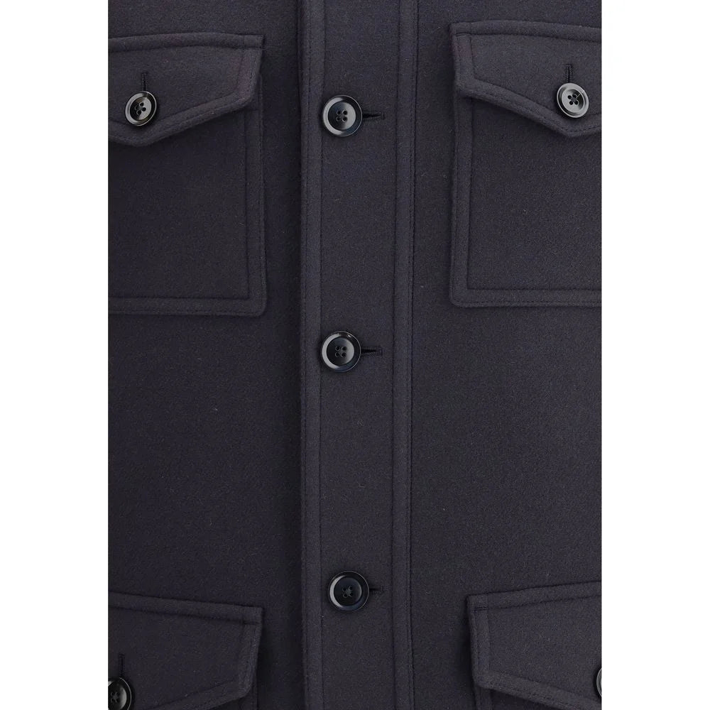 Tom Ford Blue Fleece Wool Coat - IT52 | XL