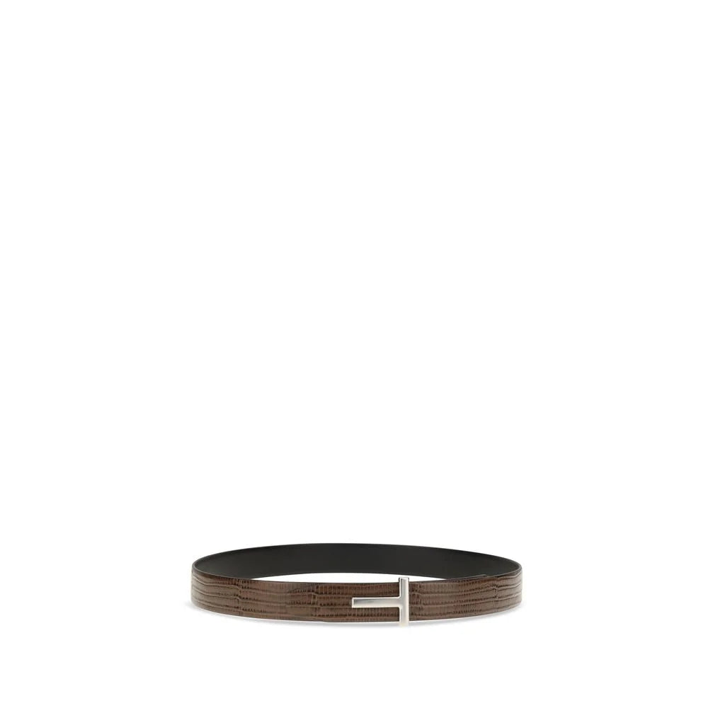 Tom Ford Brown Calf Leather Bos Taurus Belt