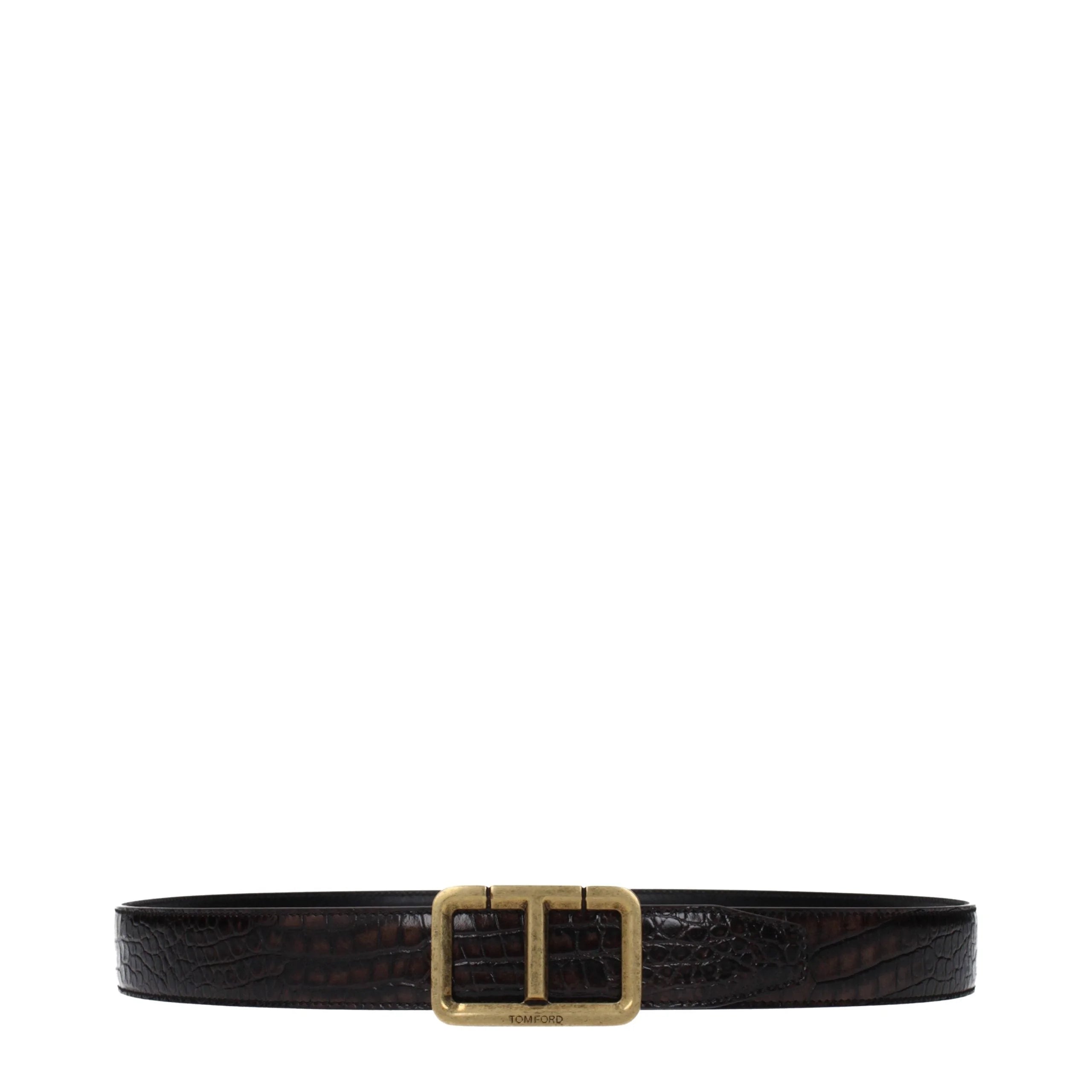 Tom Ford Brown Leather Regular Belt - 100 cm / 40 Inches