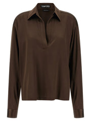 Tom Ford Brown Silk Polo Shirt