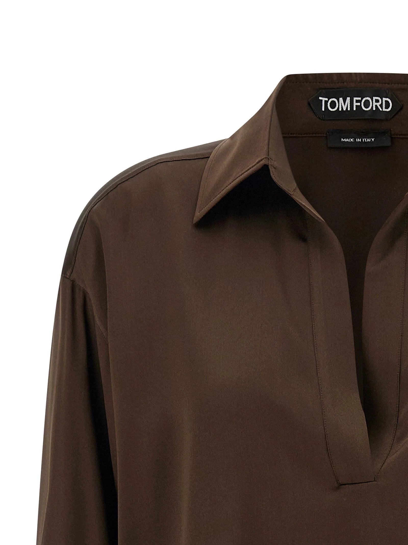 Tom Ford Brown Silk Polo Shirt