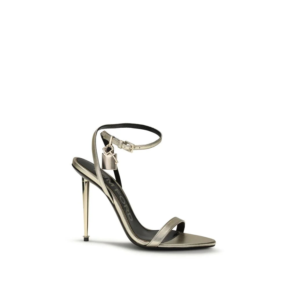 Tom Ford Gold Goatskin Stiletto Heel Sandals - EU37/US7