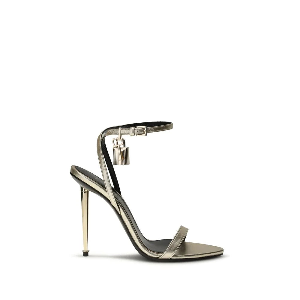 Tom Ford Gold Goatskin Stiletto Heel Sandals - EU37/US7