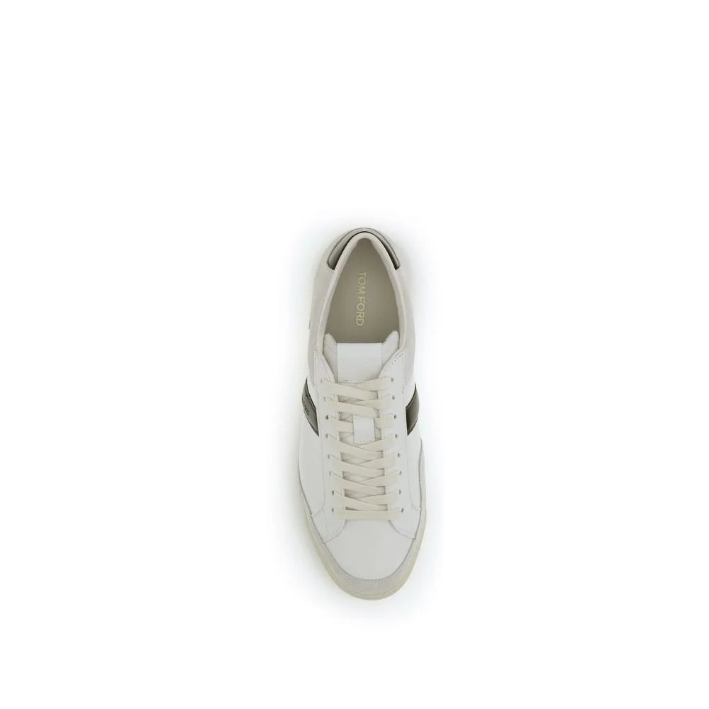 Tom Ford White Calf Leather Bos Taurus Sneakers