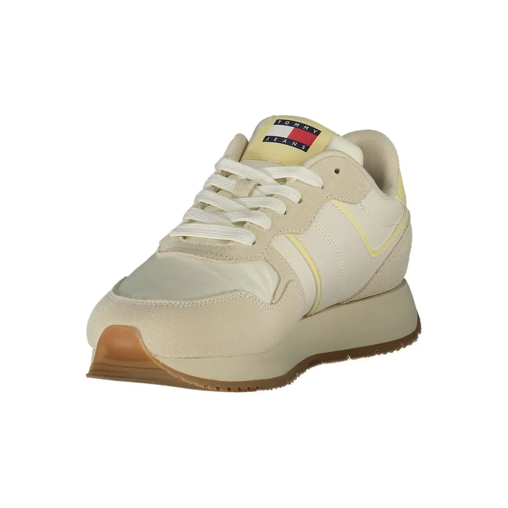 Tommy Hilfiger Beige Leather Women Sneaker - Sneakers