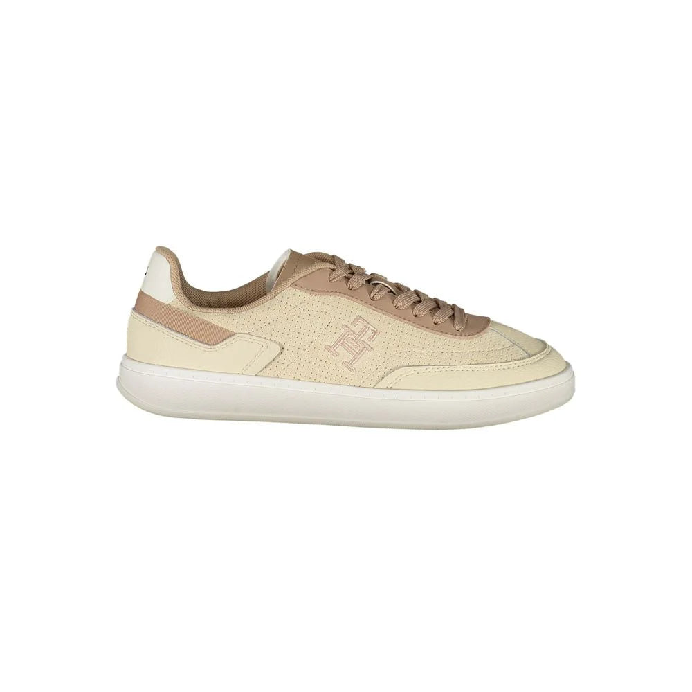 Tommy Hilfiger Beige Leather Women Sneaker - Sneakers