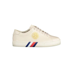 Tommy Hilfiger Beige Leather Women Sneaker - Sneakers