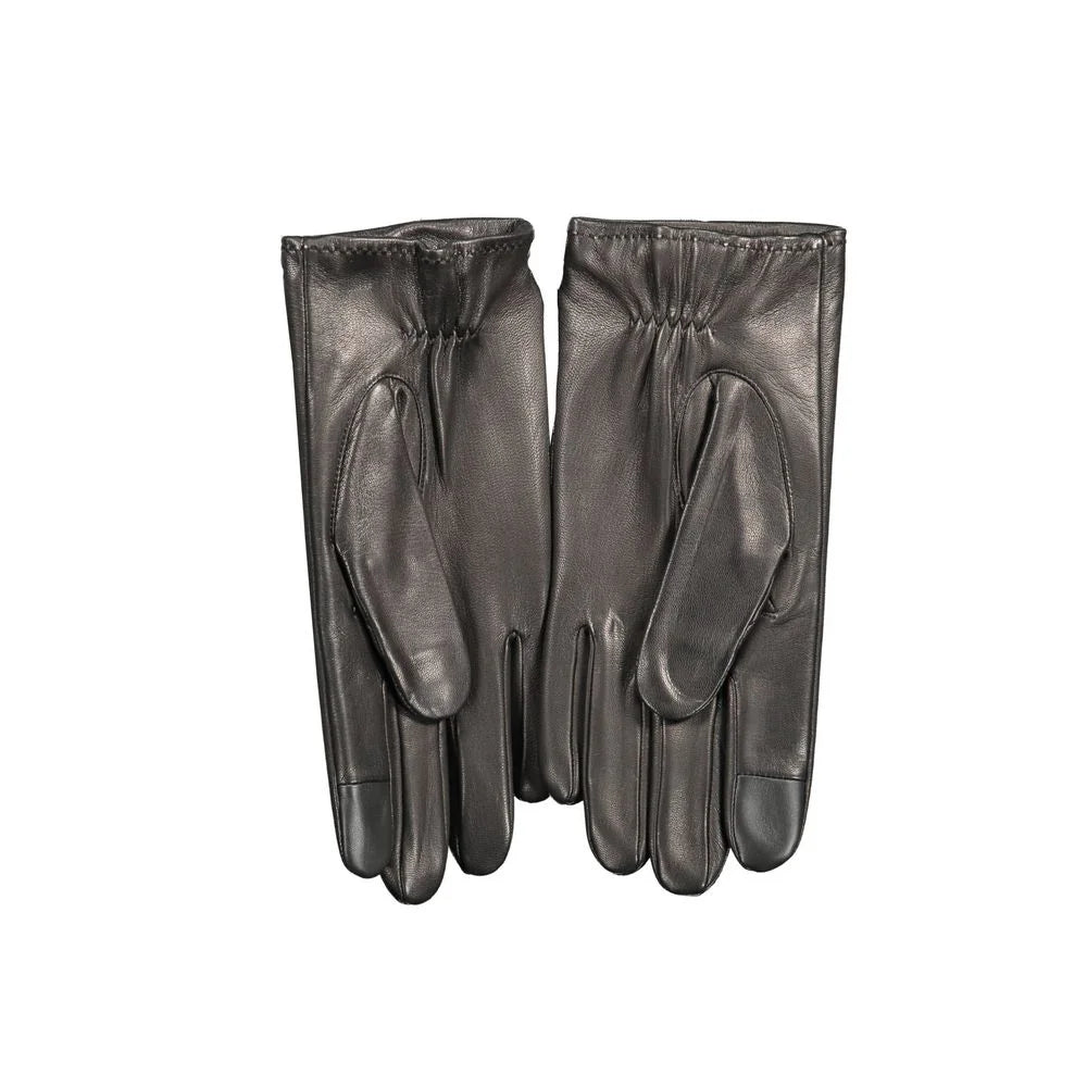 Tommy Hilfiger Black Leather Glove - M - Gloves & Mittens
