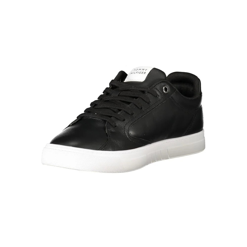 Tommy Hilfiger Black Leather Men Sneaker - Sneakers