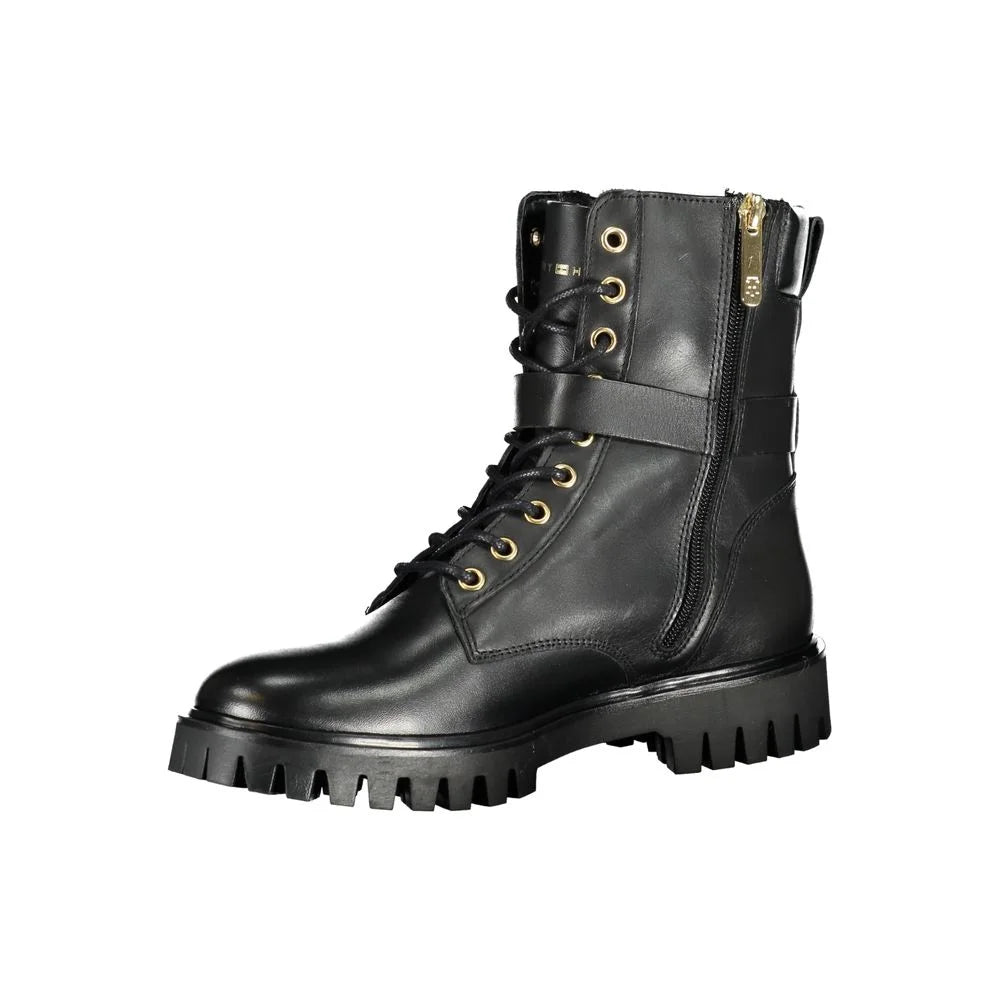 Tommy Hilfiger Black Leather Women Boot - EU36/US6 - Boots