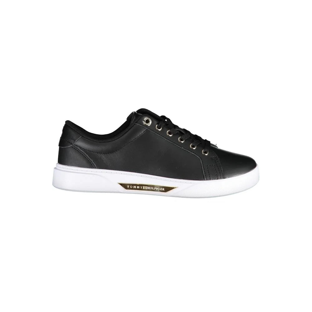 Tommy Hilfiger Black Leather Women Sneaker - Sneakers