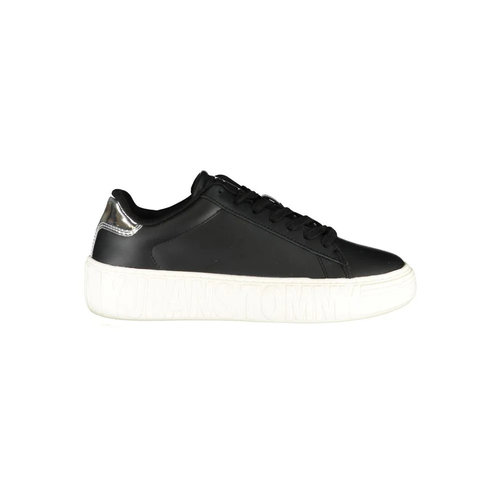 Tommy Hilfiger Black Leather Women Sneaker - Sneakers
