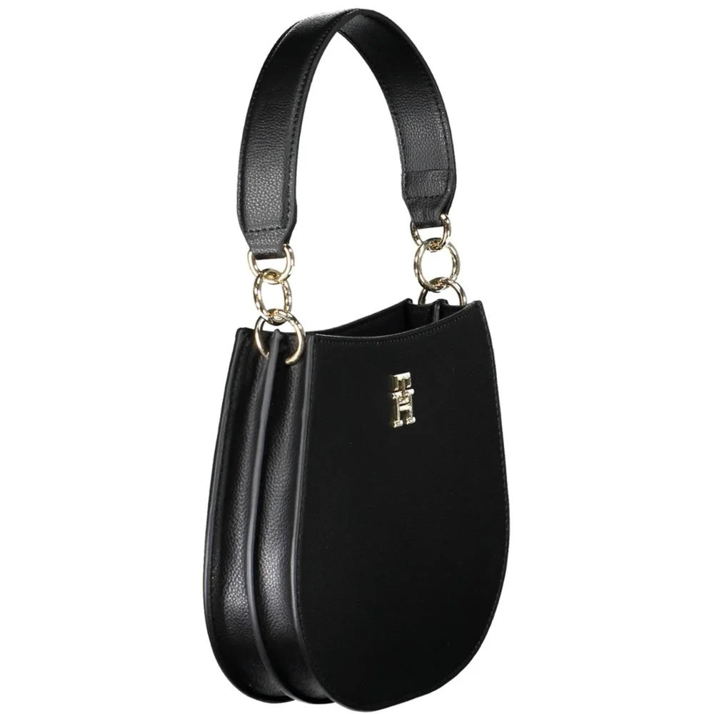 Tommy Hilfiger Black Polyester Women Handbag - Half-Moon Bags