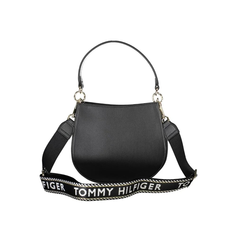 Tommy Hilfiger Black Polyester Women Handbag - Half-Moon Bags