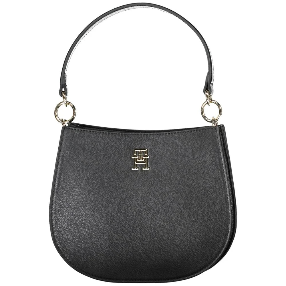 Tommy Hilfiger Black Polyester Women Handbag - Half-Moon Bags