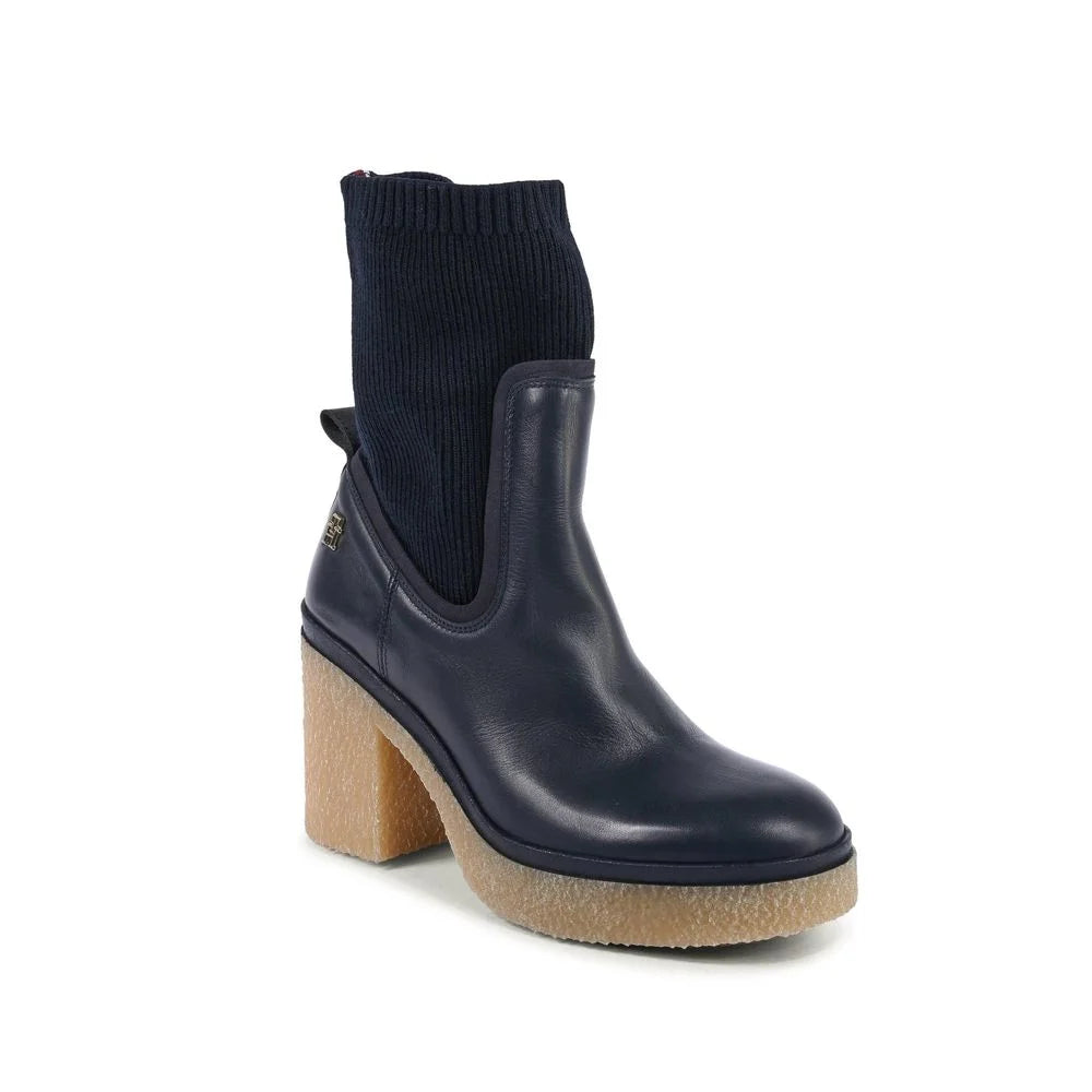 Tommy Hilfiger Blue Leather Ankle Boots - EU38/US8