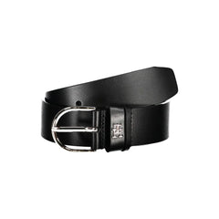 Tommy Hilfiger Chic Black Leather Belt with Metal Buckle - Belts