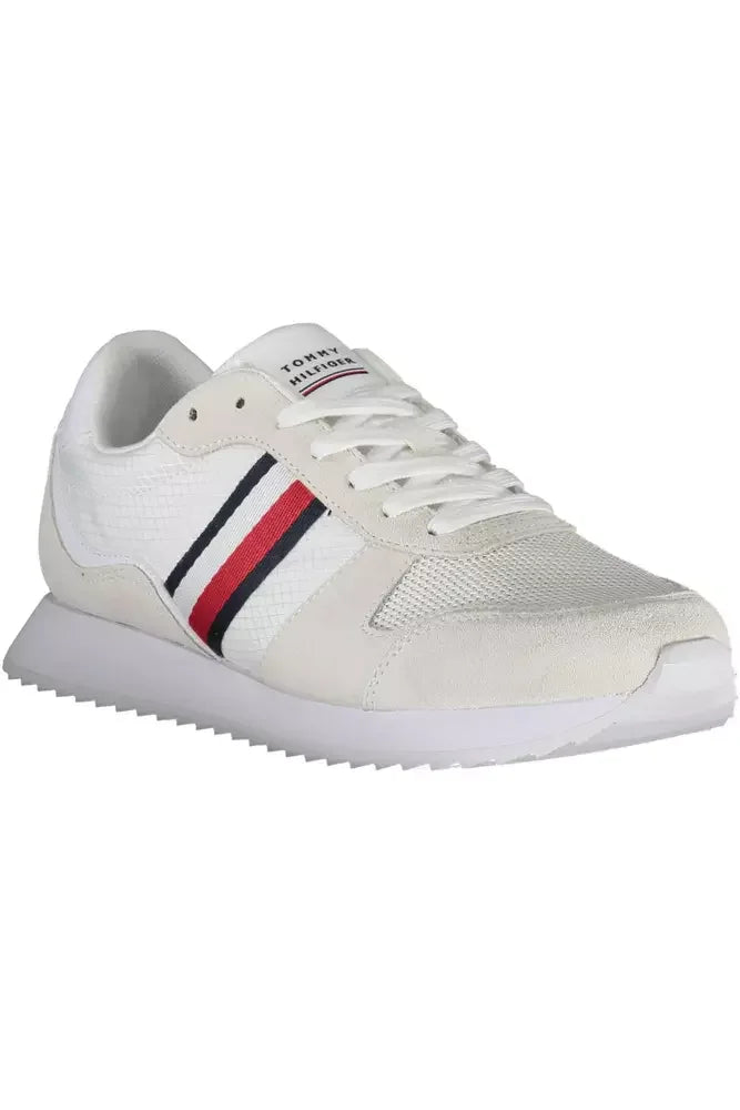 Tommy Hilfiger Eco-Conscious White Sneakers With Logo Accent - EU45/US12 - Sneakers