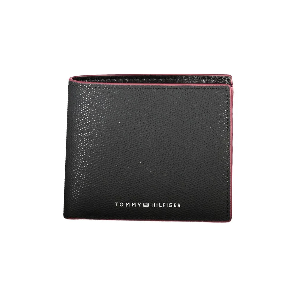 Tommy Hilfiger Elegant Black Leather Wallet - Wallets
