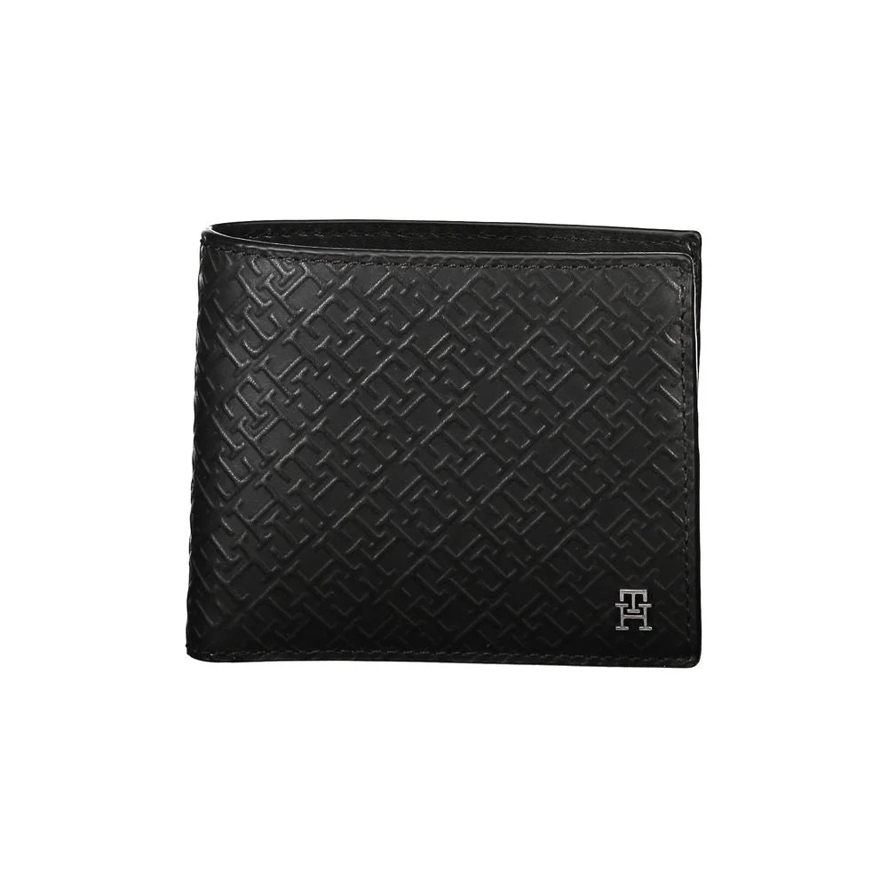 Tommy Hilfiger Elegant Black Leather Wallet with Multi-Compartments - Wallets