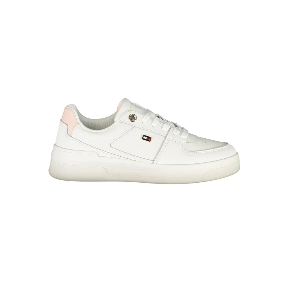 Tommy Hilfiger Elegant White Lace-Up Sneakers with Contrast Detail - Sneakers