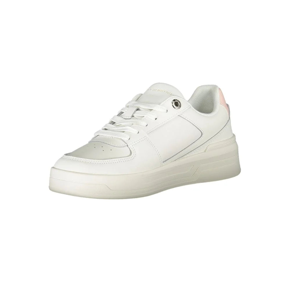Tommy Hilfiger Elegant White Lace-Up Sneakers with Contrast Detail - Sneakers