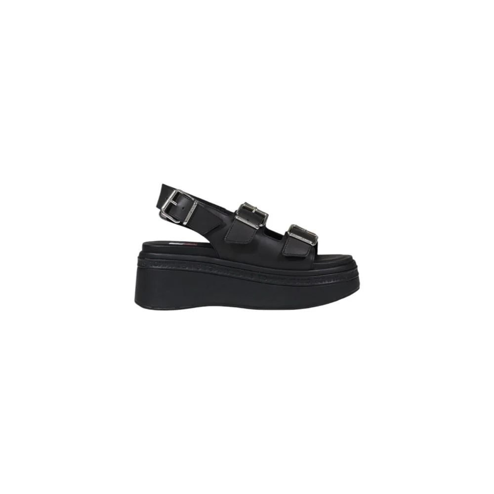 Tommy Hilfiger Jeans Black Leather Sandal