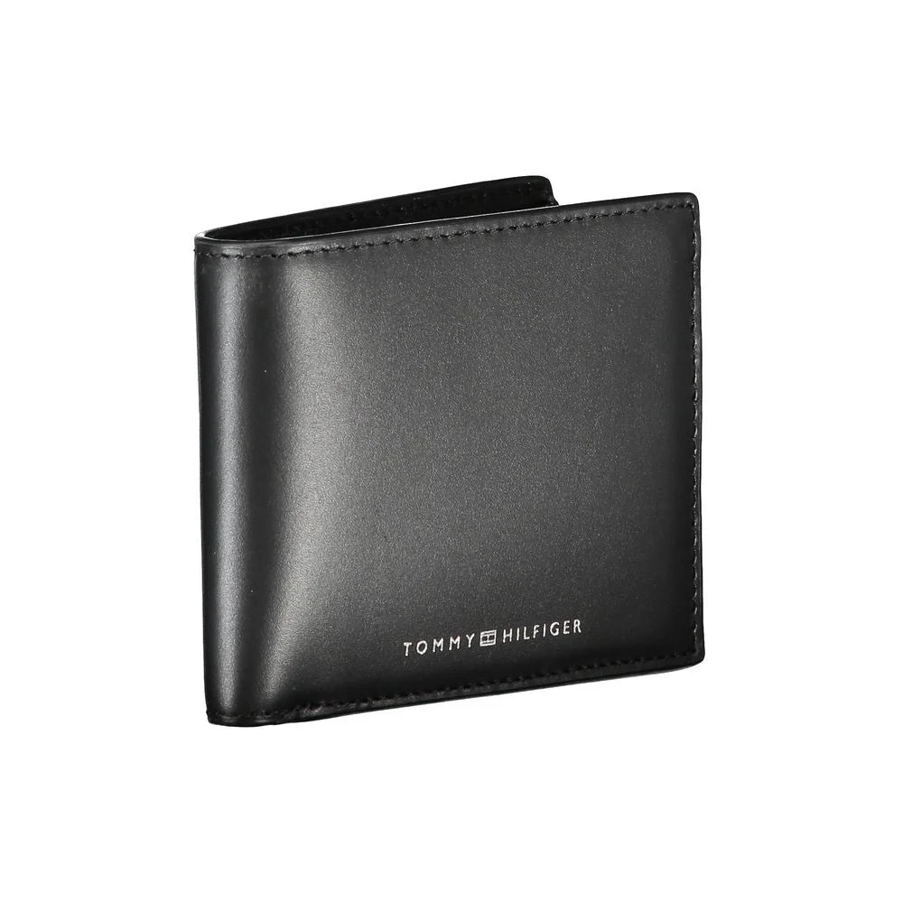 Tommy Hilfiger Sleek Black Leather Wallet for the Modern Man - Wallets