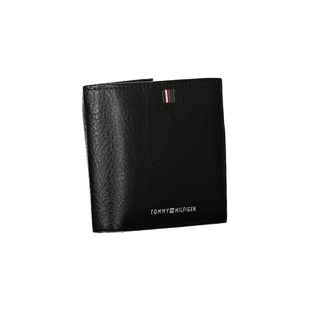 Tommy Hilfiger Sleek Black Leather Wallet with Ample Storage - Wallets