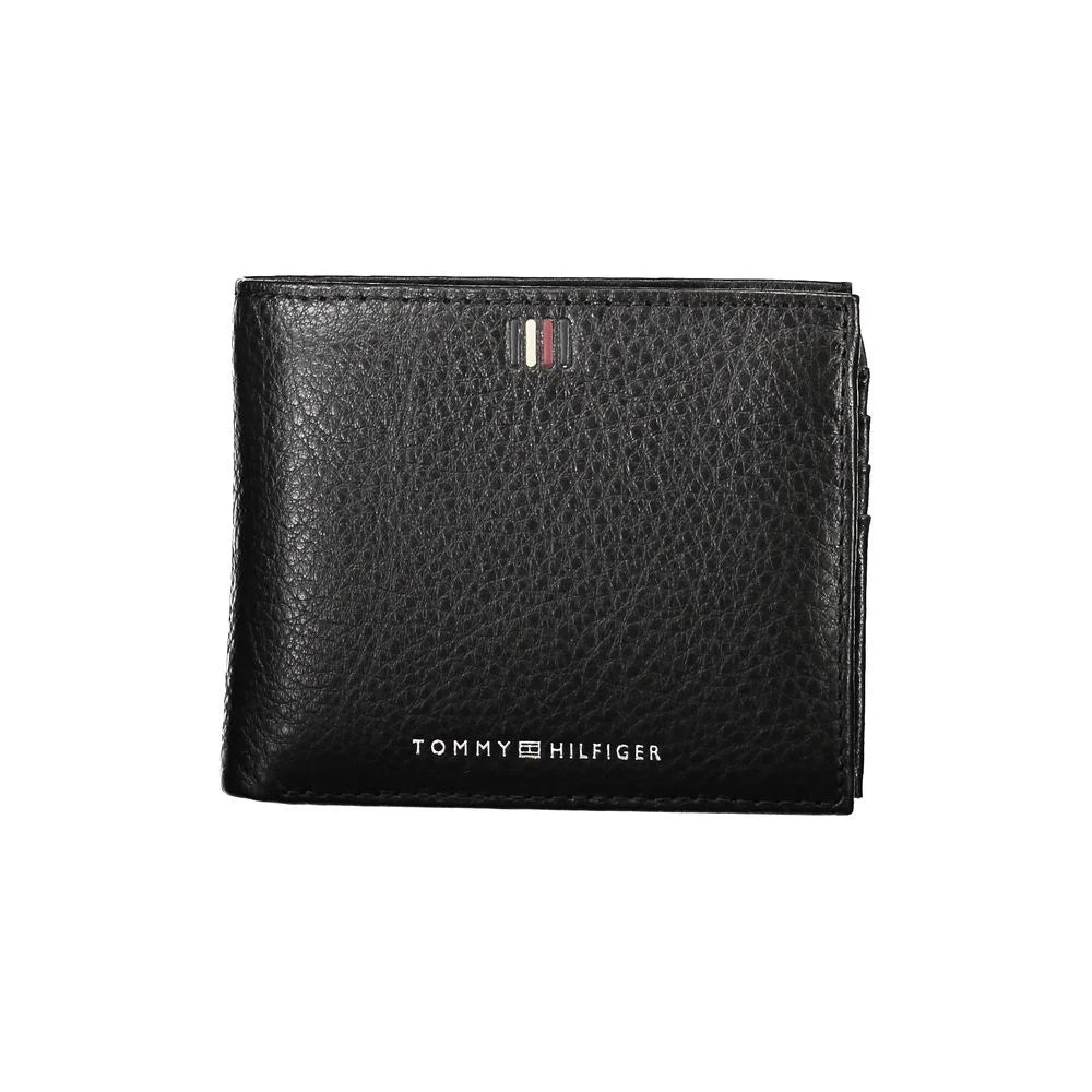 Tommy Hilfiger Sleek Black Leather Wallet with Ample Storage - Wallets
