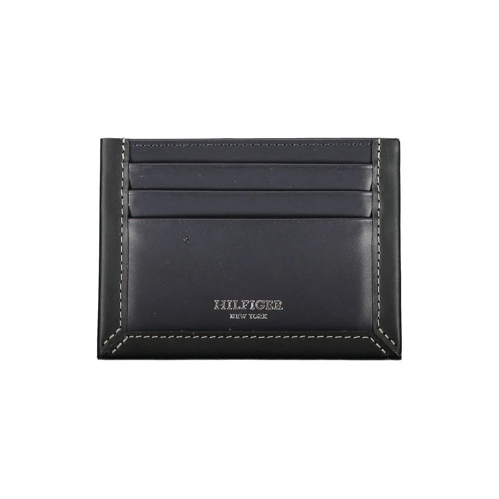 Tommy Hilfiger Sleek Blue Leather Card Holder with Contrast Detail - Card Cases