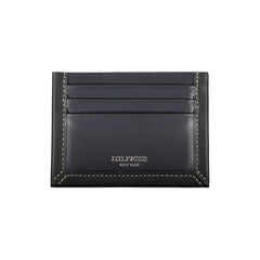 Tommy Hilfiger Sleek Blue Leather Card Holder with Contrast Detail - Card Cases