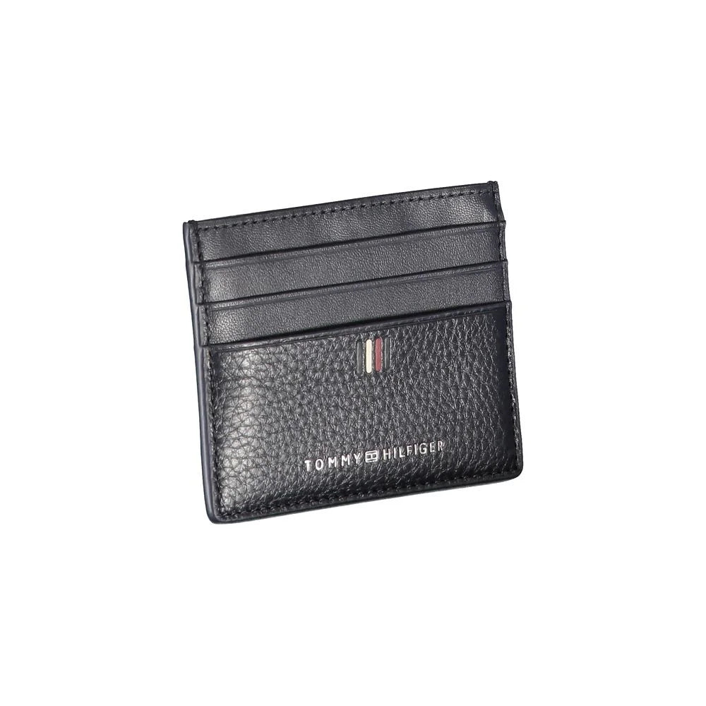 Tommy Hilfiger Sleek Blue Leather Card Holder with Contrast Details - Card Cases