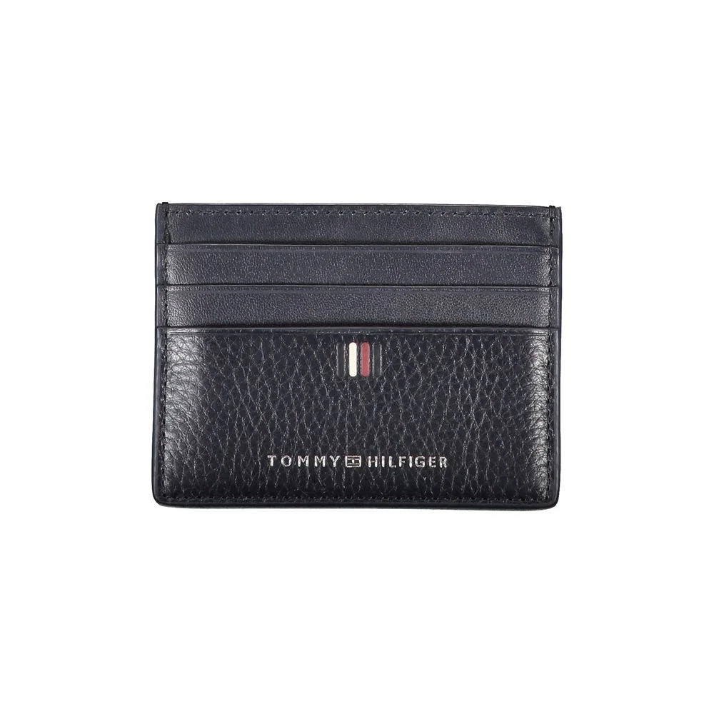 Tommy Hilfiger Sleek Blue Leather Card Holder with Contrast Details - Card Cases