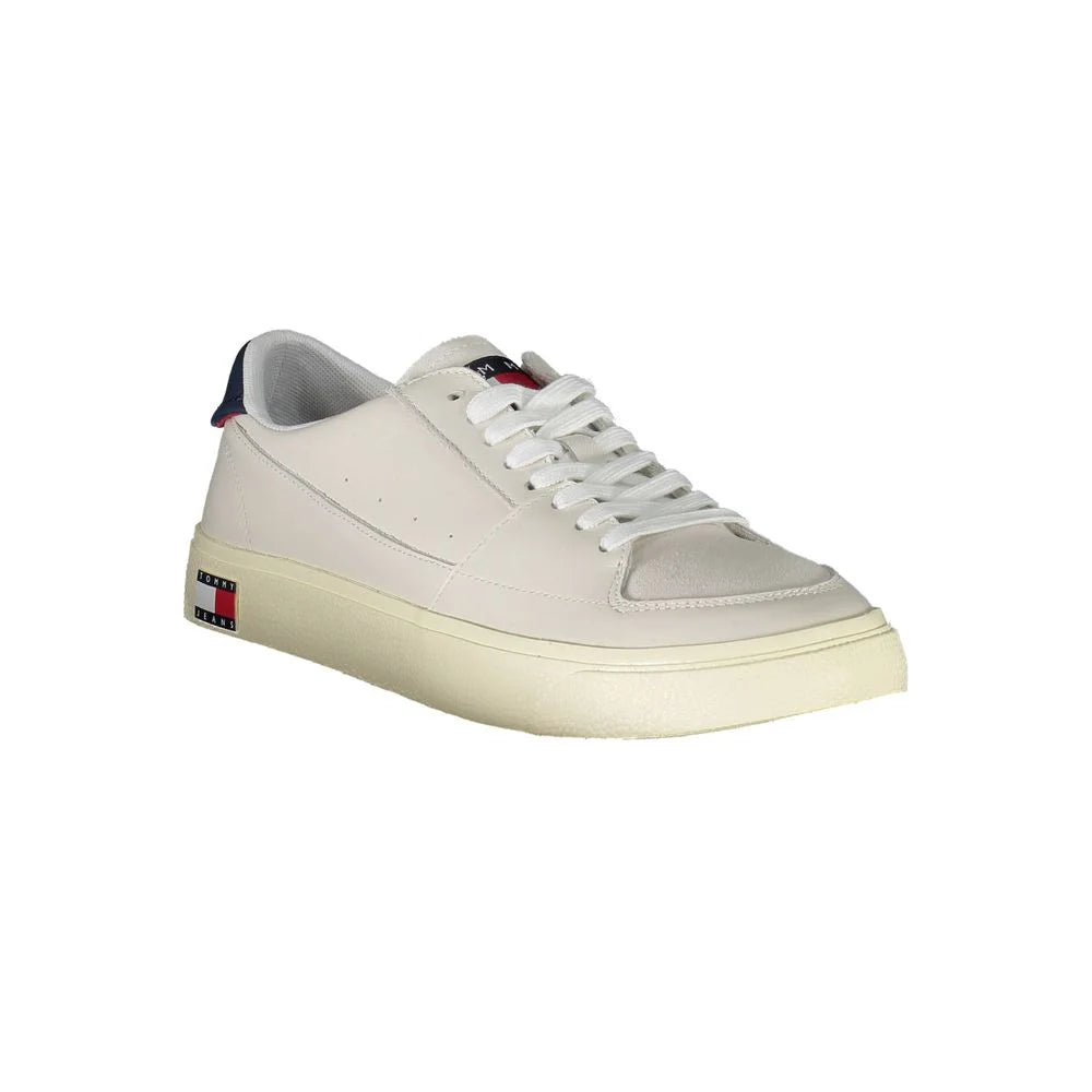 Tommy Hilfiger White Leather Men Sneaker - Sneakers