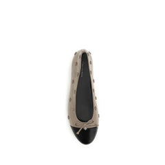 Tory Burch Beige Calf Leather Bos Taurus Ballet Flats