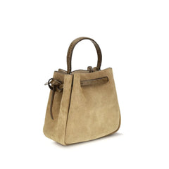 Tory Burch Beige Suede Leather Backet Bag