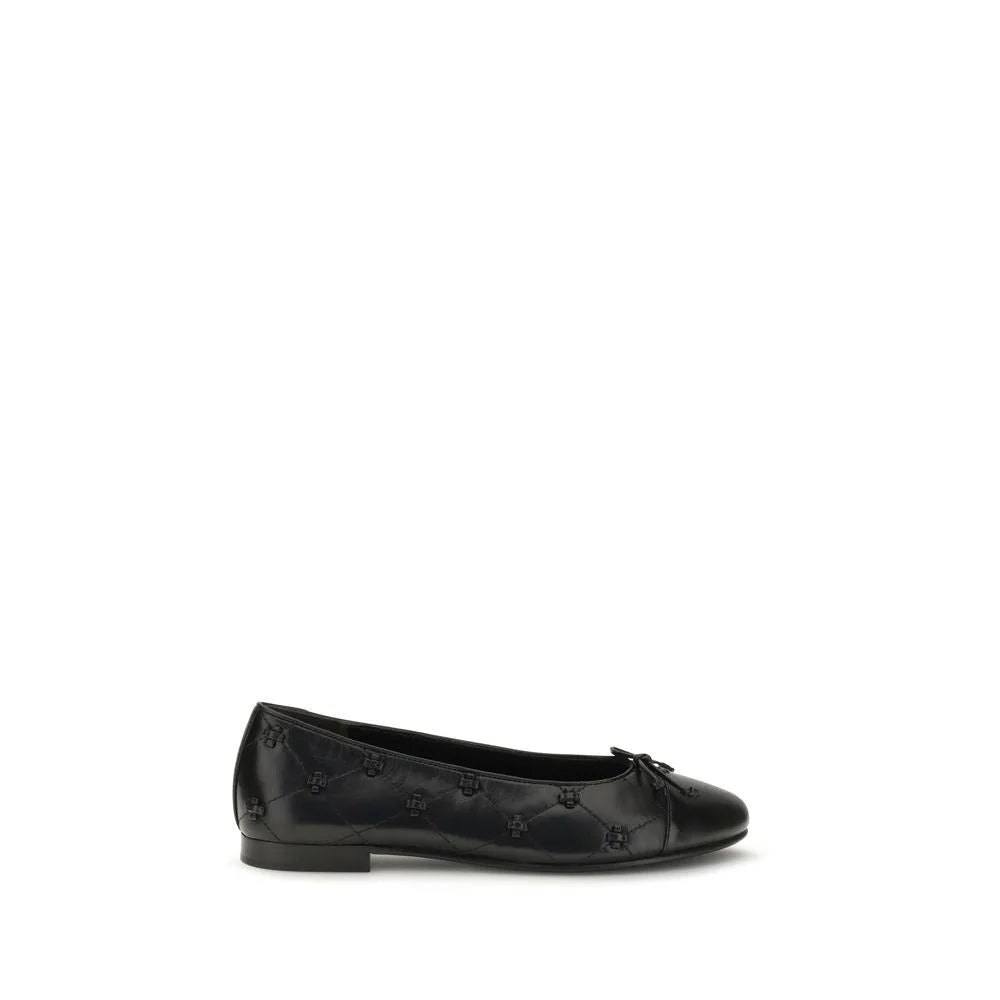 Tory Burch Black Calf Leather Bos Taurus Ballet Flats