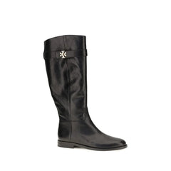Tory Burch Black Calf Leather Bos Taurus Lace-Up Boots