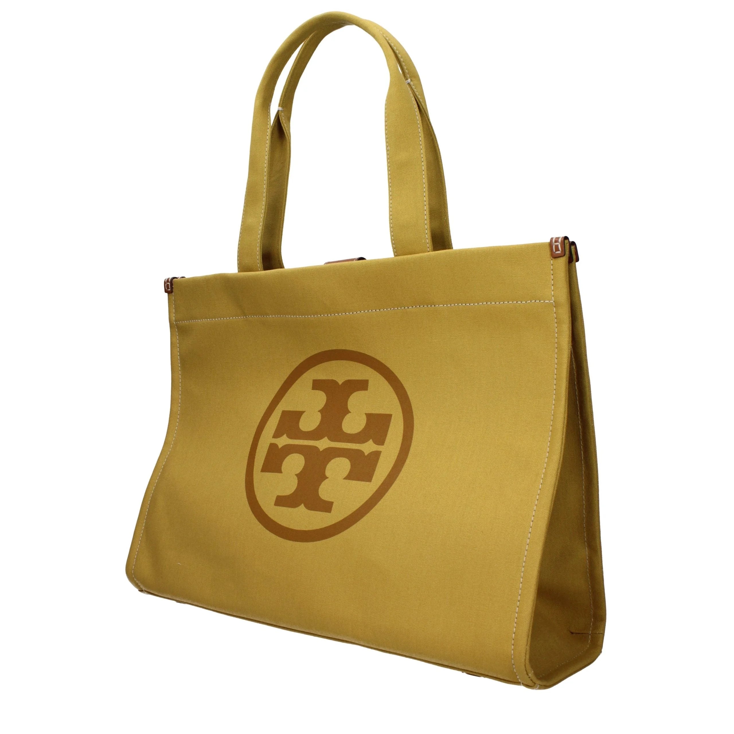 Torba na ramie Tory Burch w żółtym kolorze z tkaniny