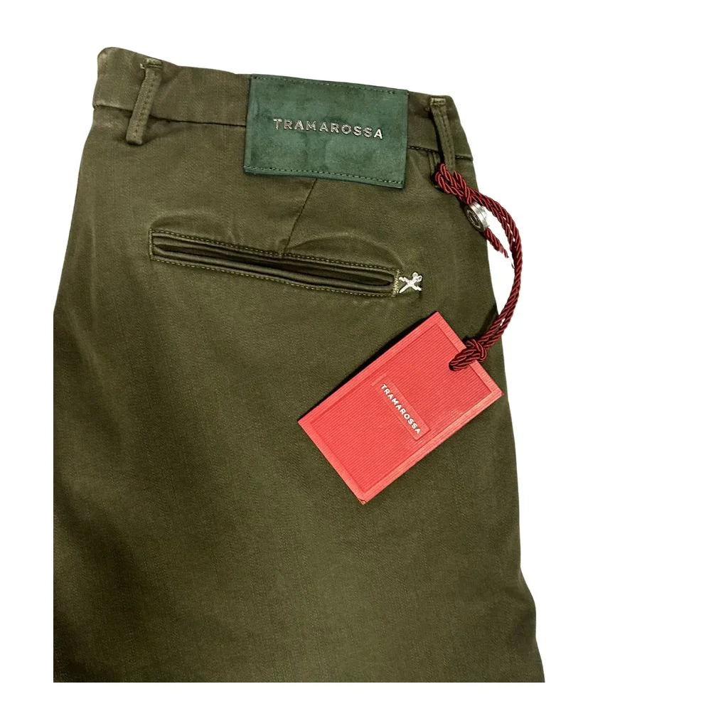 Tramarossa Green Cotton Men Chino Pants - Chinos