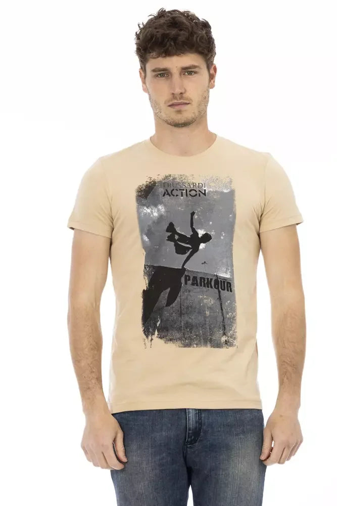 Trussardi Action Beige Cotton Men T-Shirt - T-Shirts