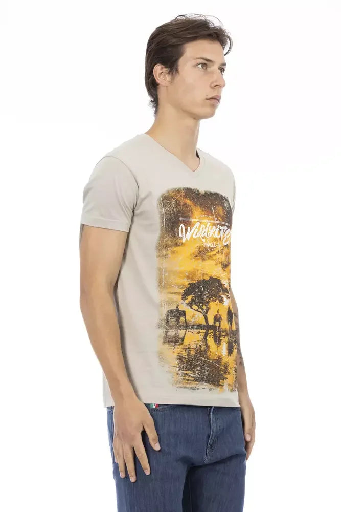 Trussardi Action Beige Cotton Men T-Shirt - T-Shirts