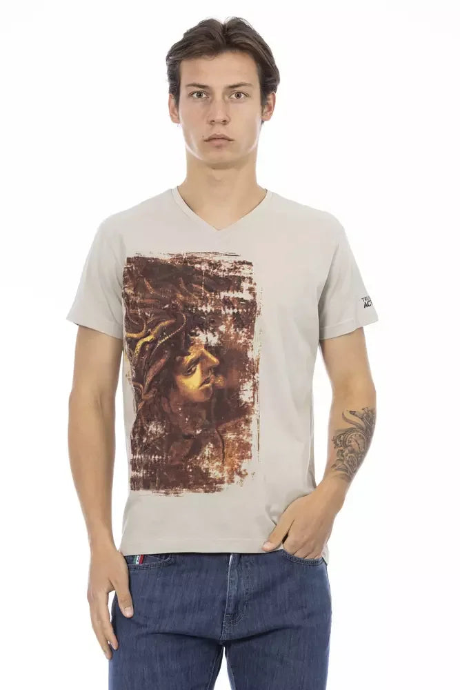 Trussardi Action Beige Cotton Men T-Shirt - T-Shirts