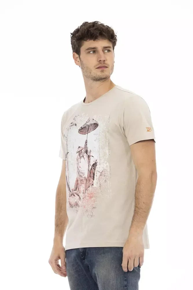 Trussardi Action Beige Cotton Men T-Shirt - T-Shirts