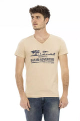 Trussardi Action Beige Cotton Men T-Shirt - T-Shirts